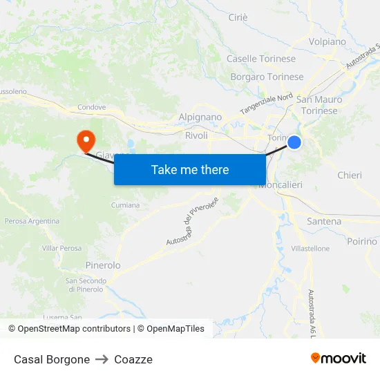 Casal Borgone to Coazze map