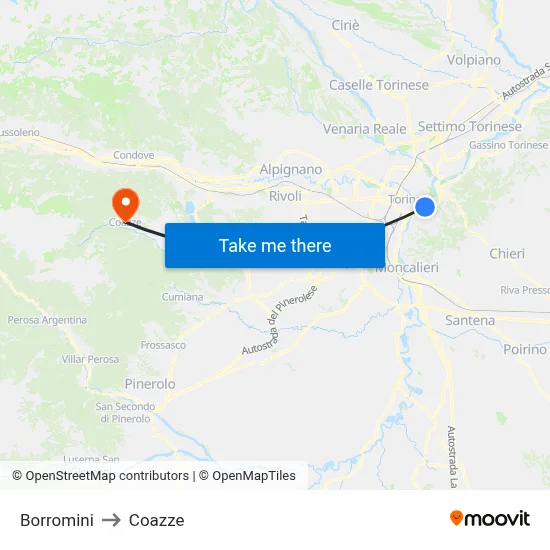 Borromini to Coazze map