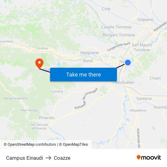 Campus Einaudi to Coazze map