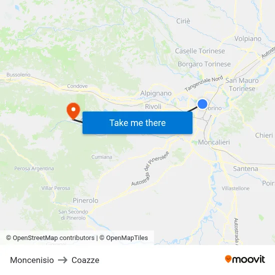 Moncenisio to Coazze map