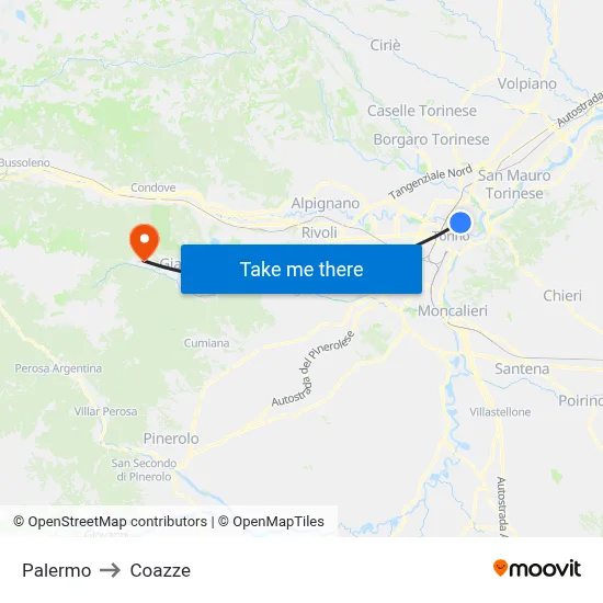 Palermo to Coazze map