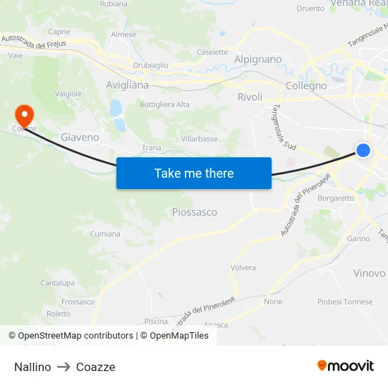 Nallino to Coazze map