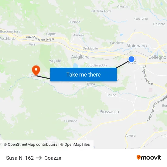 Susa #162 to Coazze map