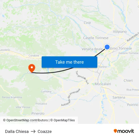 Dalla Chiesa to Coazze map