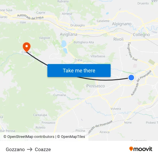 Gozzano to Coazze map