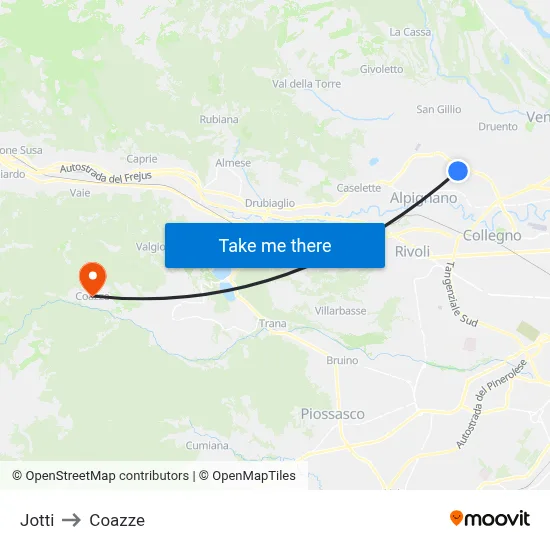 Jotti to Coazze map
