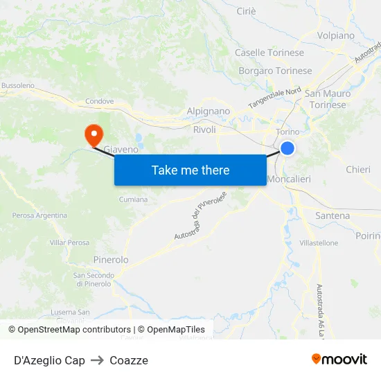 D'Azeglio Cap to Coazze map