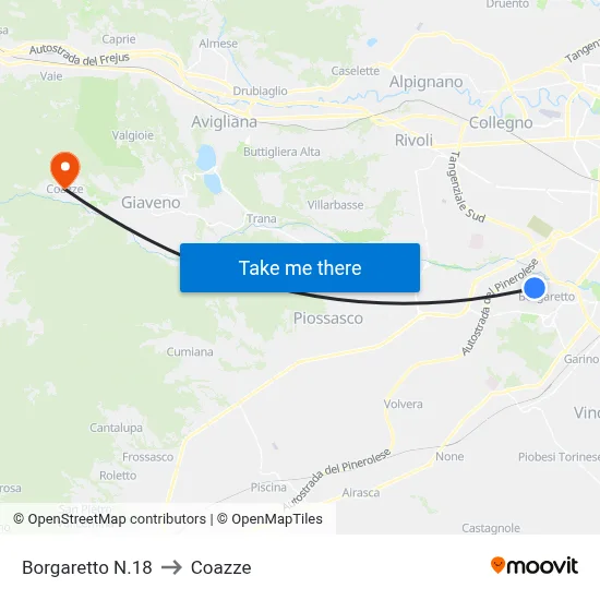 Borgaretto No.56 to Coazze map