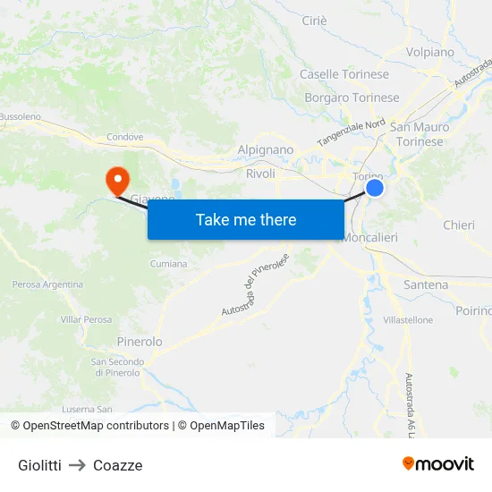 Giolitti to Coazze map