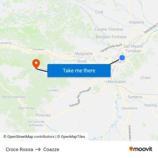 Red Cross to Coazze map