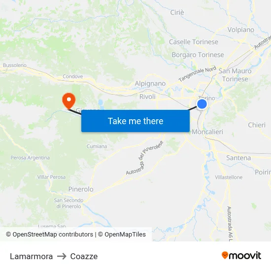 Lamarmora to Coazze map