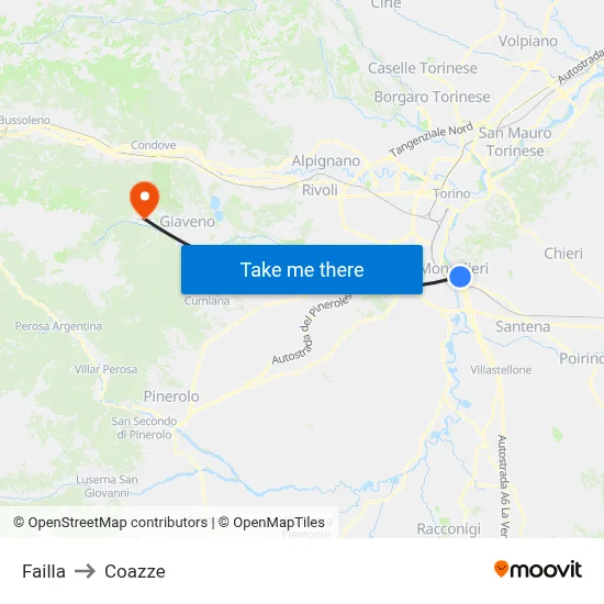 Failla to Coazze map