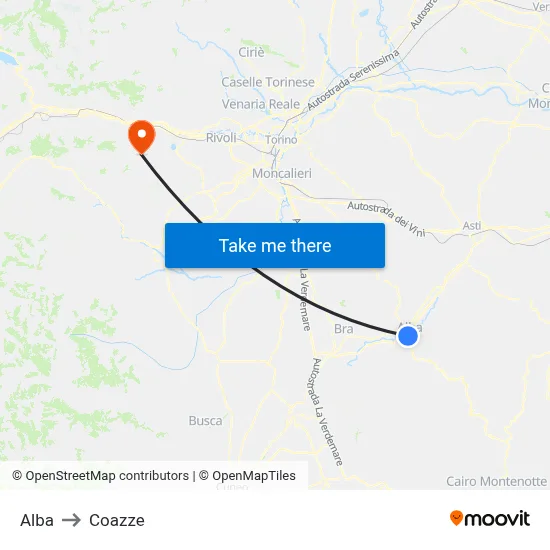 Alba to Coazze map