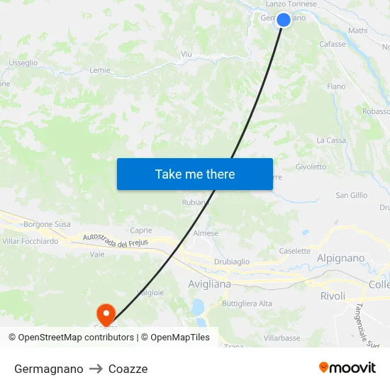 Germagnano to Coazze map