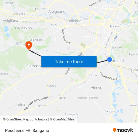 Peschiera to Sangano map