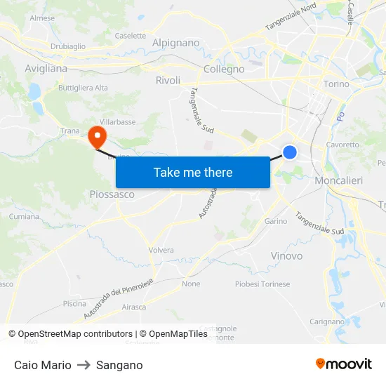 Caio Mario to Sangano map