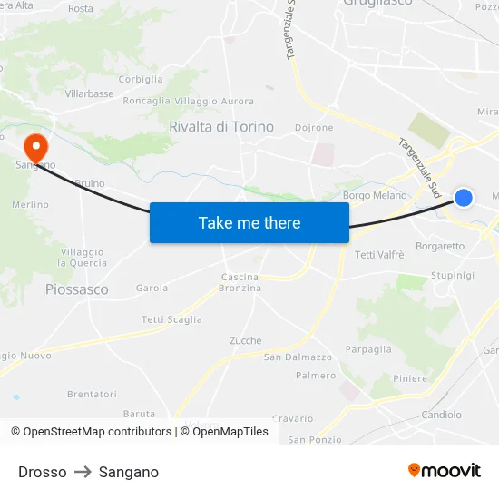 Drosso to Sangano map