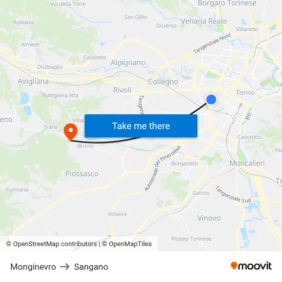 Montgenevre to Sangano map