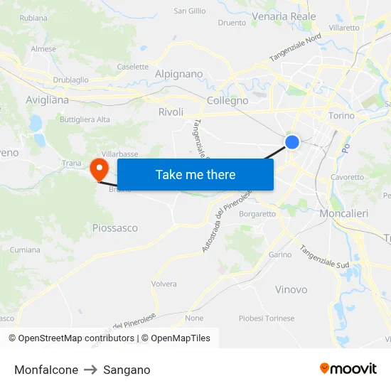 Monfalcone to Sangano map