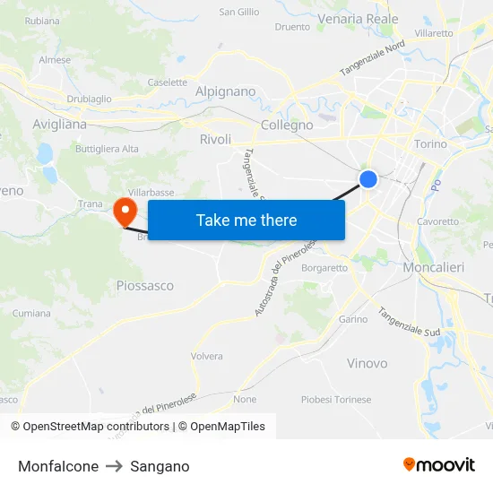 Monfalcone to Sangano map