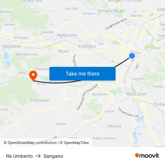 Re Umberto to Sangano map