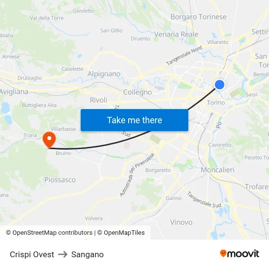 Crispi West to Sangano map