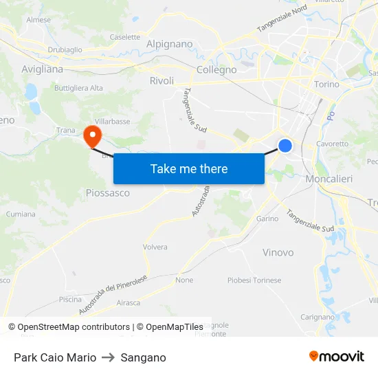 Caio Mario Park to Sangano map