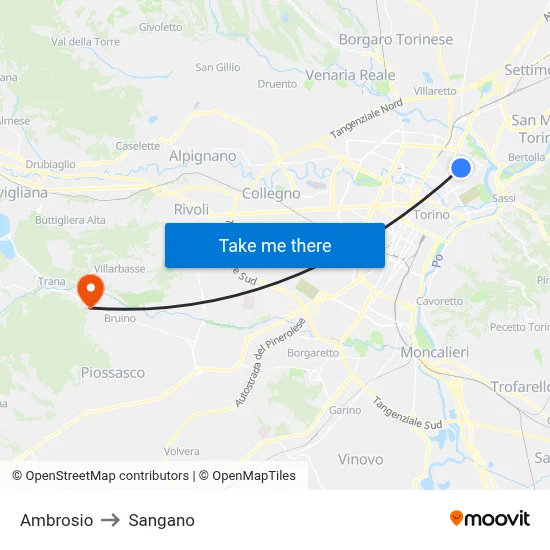 Ambrosio to Sangano map