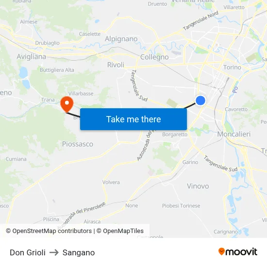 Don Grioli to Sangano map