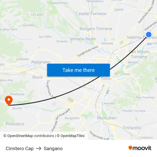 Cemetery Terminal to Sangano map