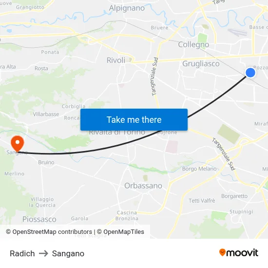 Radich to Sangano map