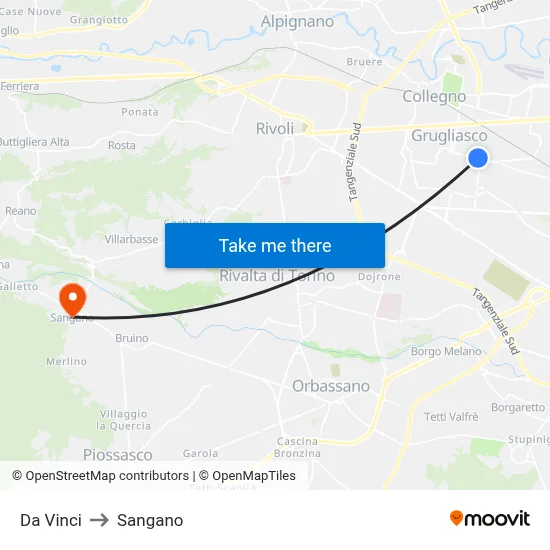 Da Vinci to Sangano map