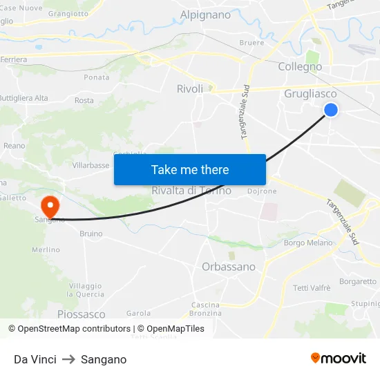 Da Vinci to Sangano map