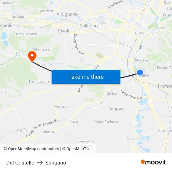 Del Castello to Sangano map