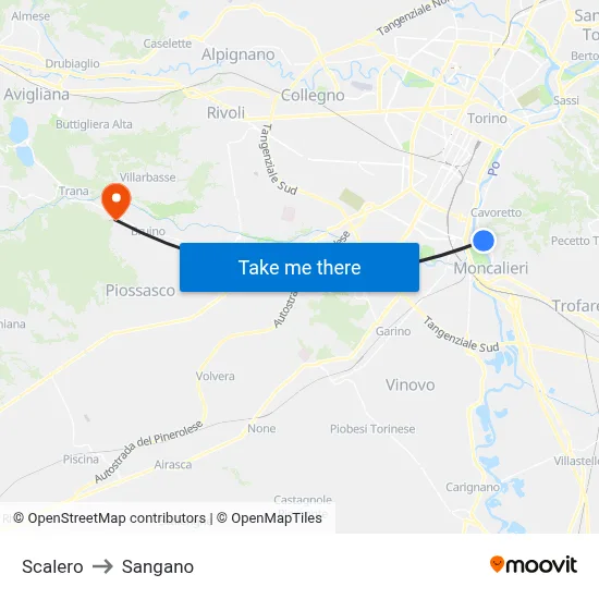 Scalero to Sangano map