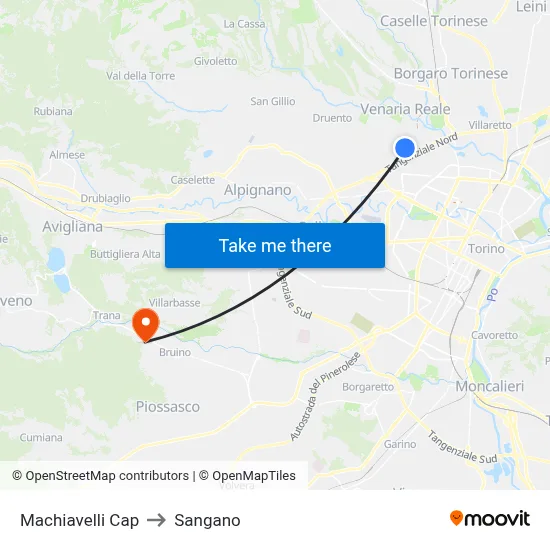 Machiavelli Terminal to Sangano map