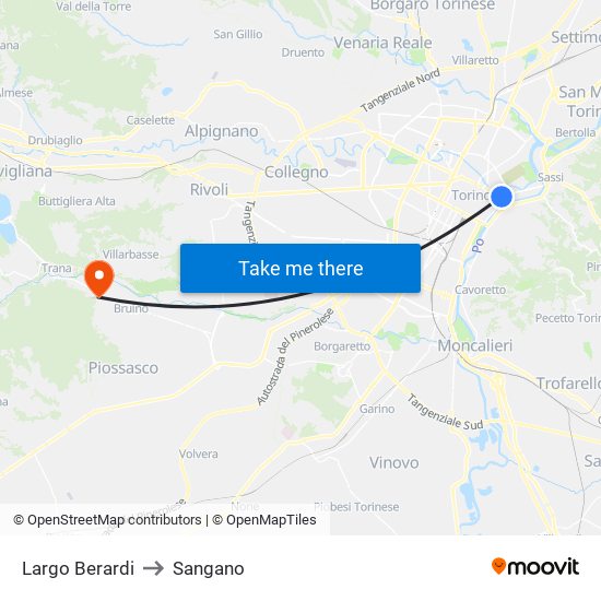 Largo Berardi to Sangano map