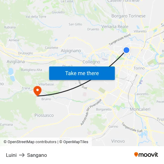 Luini to Sangano map