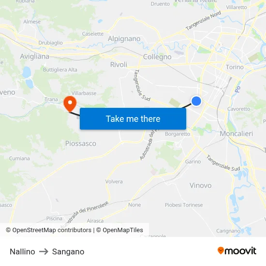 Nallino to Sangano map