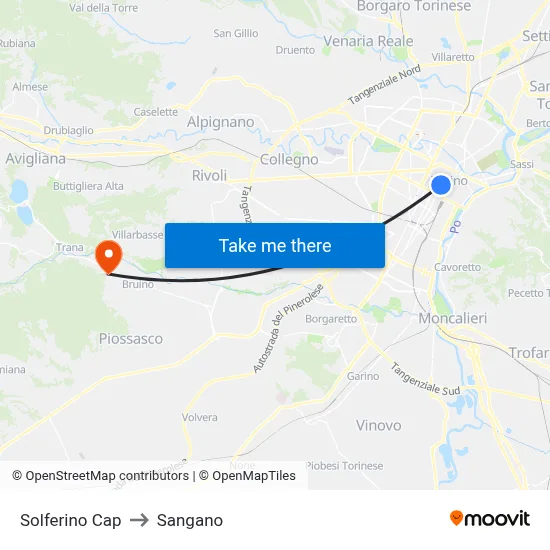 Solferino Terminal to Sangano map