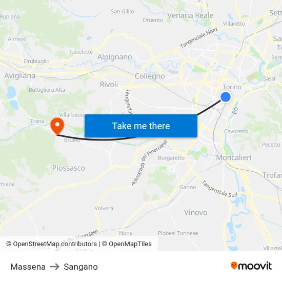 Massena to Sangano map