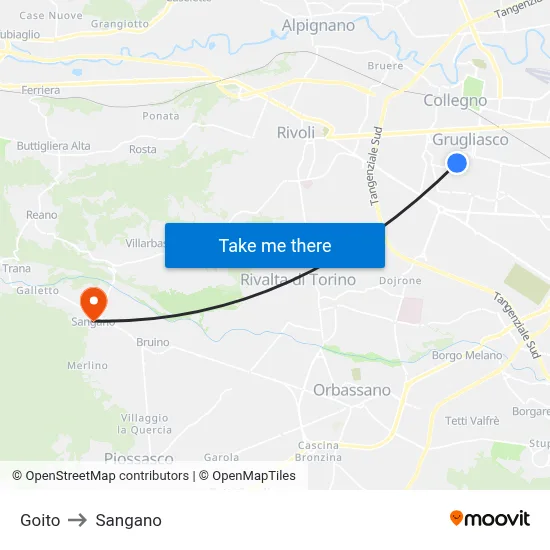 Goito to Sangano map