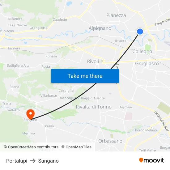 Portalupi to Sangano map