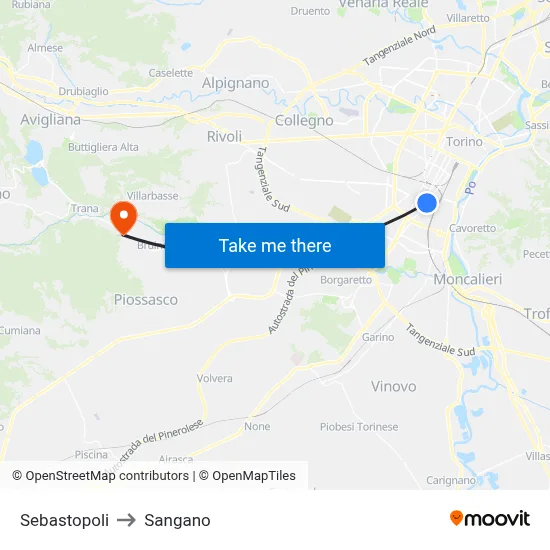 Sebastopoli to Sangano map