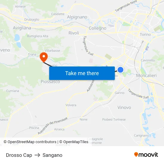 Drosso Terminal to Sangano map