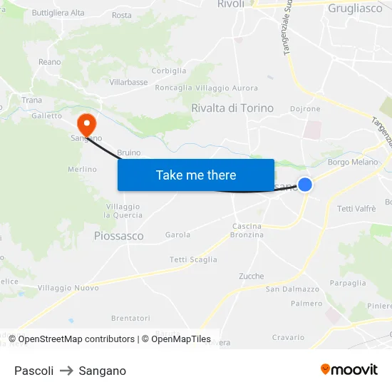 Pastures to Sangano map