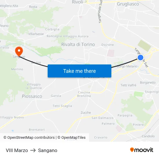 8th March to Sangano map