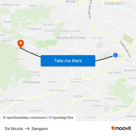De Nicola to Sangano map