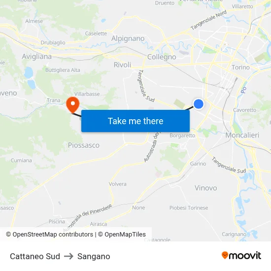 Cattaneo South to Sangano map