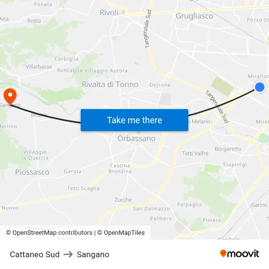 Cattaneo South to Sangano map